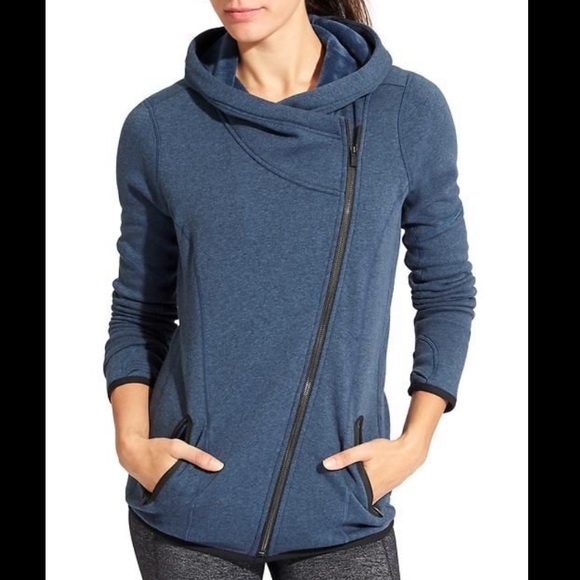 Athleta Tops - ATHLETA Karma Asym Plush Hoodie Blue Size Medium